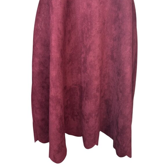 Pappagallo Size 12 Burgundy Suede-Style Scalloped Hem Dress - Picture 12 of 16